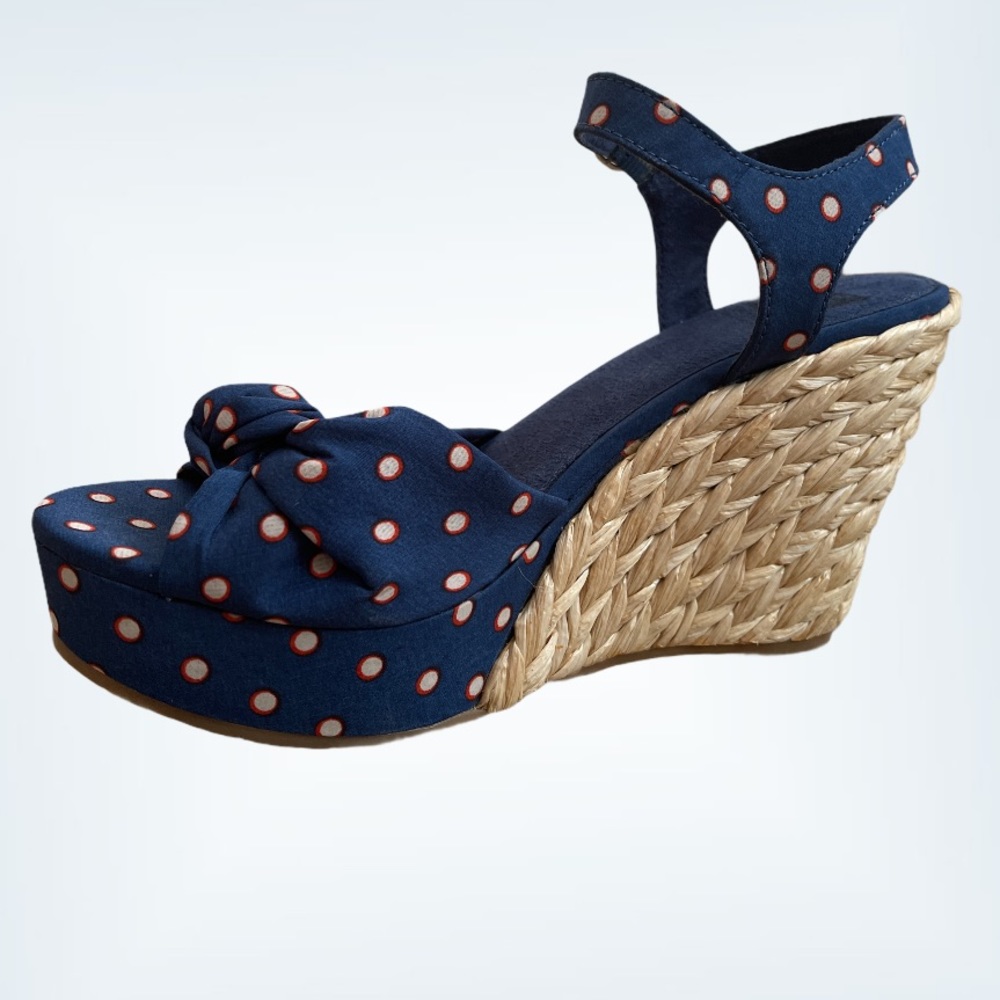 NEW BC Footwear | Polka Dot Wedge | Blue